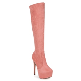 Comer Bottines compensées en daim rose 3