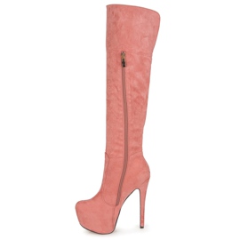 Comer Bottines compensées en daim rose 4