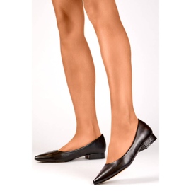 Chaussures classiques pour femmes à talon bas et pointu, noires DO-104B 2