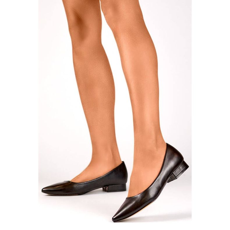 Chaussures classiques pour femmes à talon bas et pointu, noires DO-104B 2