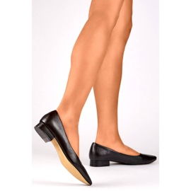 Chaussures classiques pour femmes à talon bas et pointu, noires DO-104B le noir 3