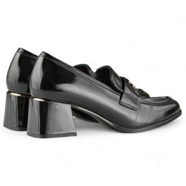 Chaussures à talons bas pour femmes, noir verni, GD-FL475B le noir 4