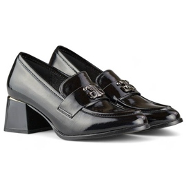 Chaussures à talons bas pour femmes, noir verni, GD-FL475B le noir 5