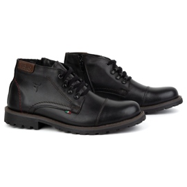Olivier Bottes d'hiver pour hommes avec fermeture éclair, cuir 963MP, noir avec noir le noir 3