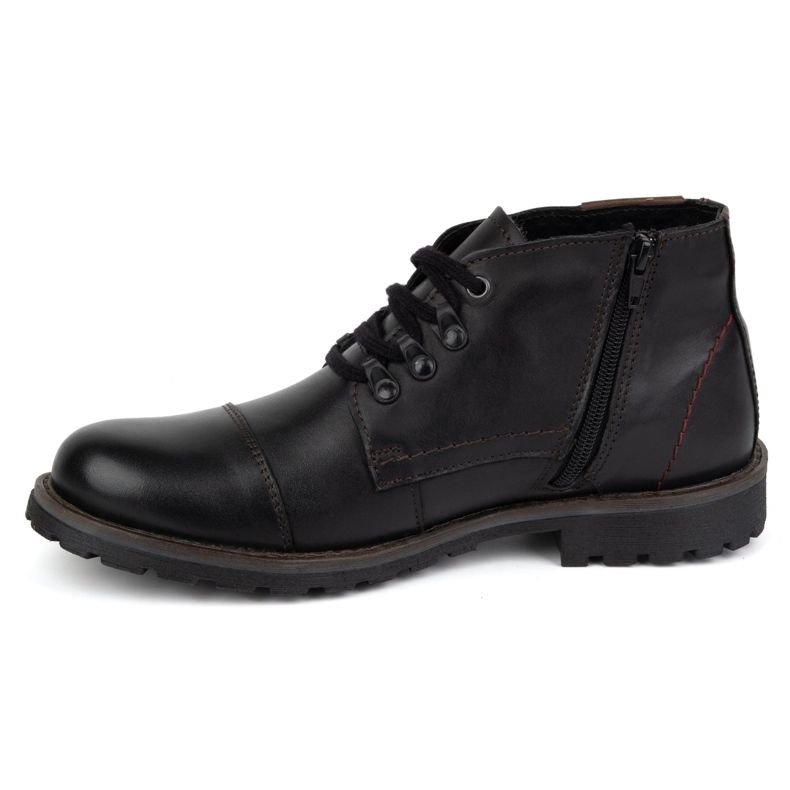 Olivier Bottes d'hiver pour hommes avec fermeture éclair, cuir 963MP, noir avec noir le noir 1