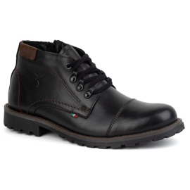 Olivier Bottes d'hiver pour hommes avec fermeture éclair, cuir 963MP, noir avec noir le noir 2