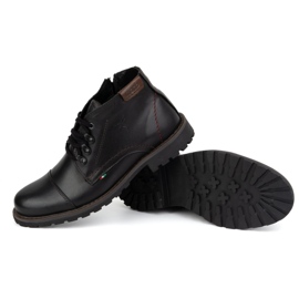 Olivier Bottes d'hiver pour hommes avec fermeture éclair, cuir 963MP, noir avec noir le noir 4