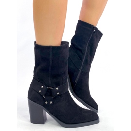 Hardin Bottes cowboy en daim noir le noir 2