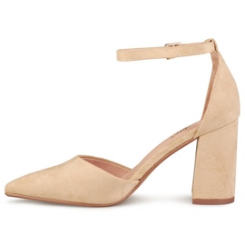 Escarpins en daim beige avec fermeture cheville QA203BE 3