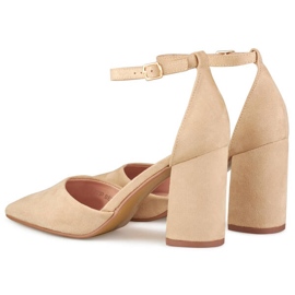 Escarpins en daim beige avec fermeture cheville QA203BE 4