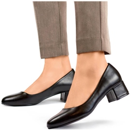 Escarpins noirs à talons bas pour femmes GD-FL490A-B le noir 1