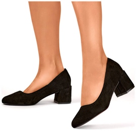 Escarpins femme à petit talon en daim noir 8338-260B le noir 1