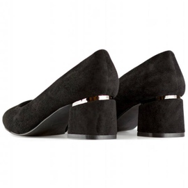 Escarpins femme bout pointu, talon bas, daim, noir XR-103B-B le noir 5
