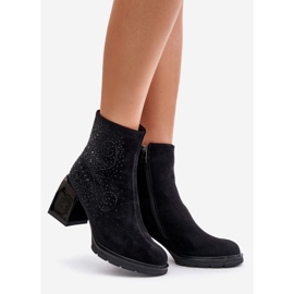 S.Barski Bottes isolées pour femmes à talon haut avec décoration D&amp;A MR880-130 Noir 1