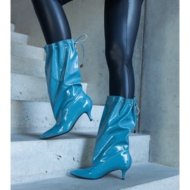 Bottines Clinton bleues à talon bas 4