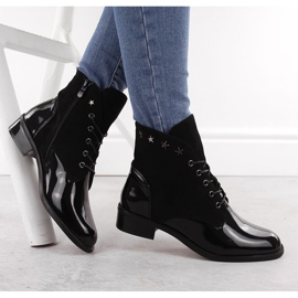 Bottines femme en cuir verni avec rivets, noir Sabatina DM24-25P le noir 4