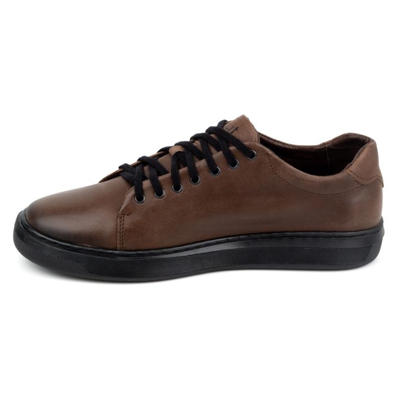 Polbut Chaussures homme, baskets en cuir 2127, marron foncé brun 1