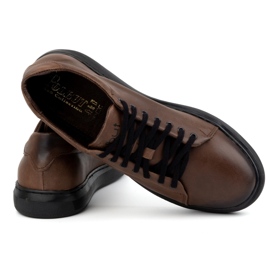 Polbut Chaussures homme, baskets en cuir 2127, marron foncé brun 5