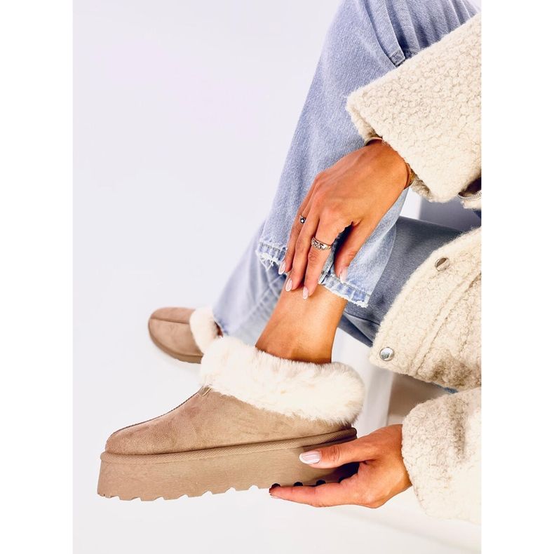 Bottines de neige courtes Yogi Khaki avec fourrure beige 1