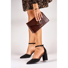 Escarpins noirs à talons hauts et fermeture cheville QA203B 2