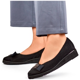 Chaussures femme en daim avec semelle compensée et décoration, noir GD-FL766A-B 1