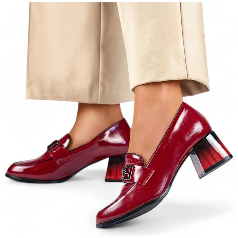 Chaussures à talons bas pour femmes, vernis bordeaux GD-FL478-BUR rouge 1 Chaussures à talons bas pour femmes, vernis bordeaux GD-FL478-BUR rouge 1