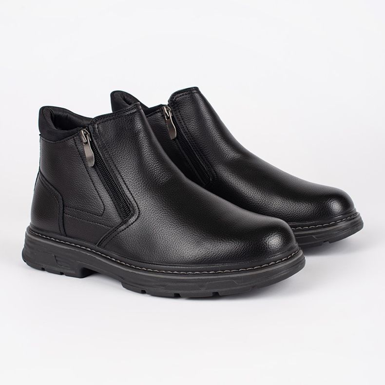 Bottes isolées d'hiver noires pour hommes 1