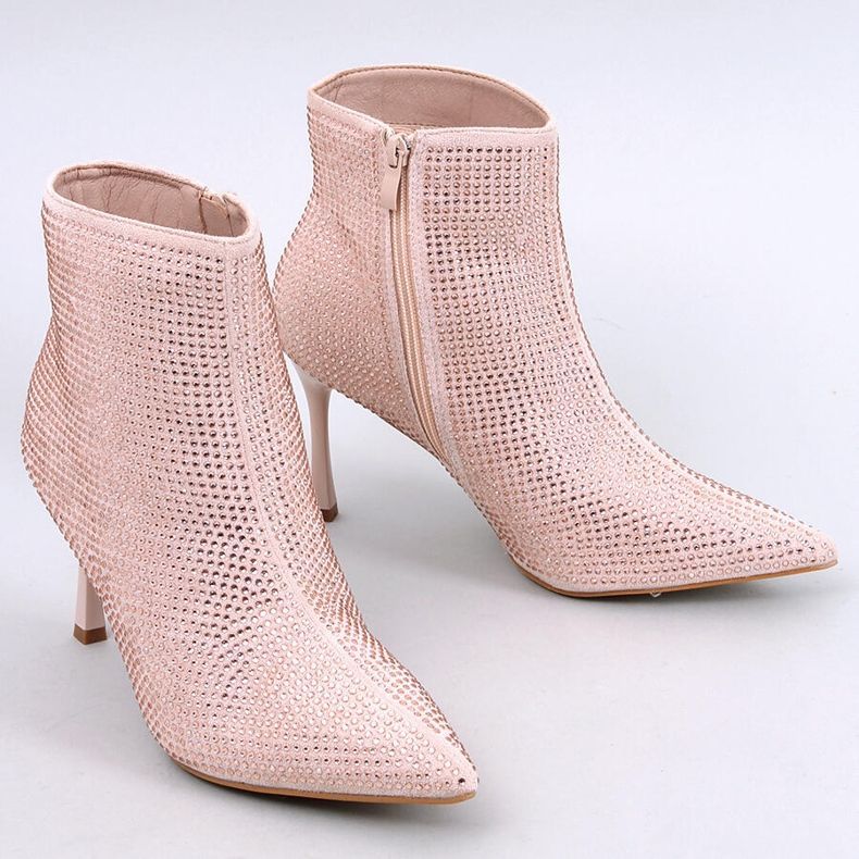 Bottines à talons hauts avec cristaux Demish Champagne rose 1
