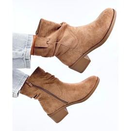 Raney Bottines à talons bas en daim kaki beige 5