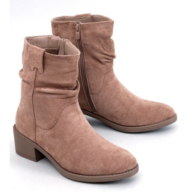 Raney Bottines à talons bas en daim kaki beige 1