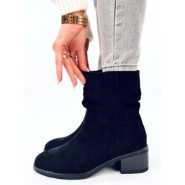 Raney Bottines à talons bas en daim noir le noir 5