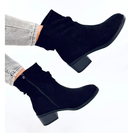 Raney Bottines à talons bas en daim noir le noir 4