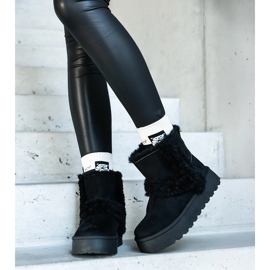Bottes de neige à plateforme en éco-daim noir décorées de fourrure de Peters le noir 2