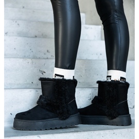 Bottes de neige à plateforme en éco-daim noir décorées de fourrure de Peters le noir 3