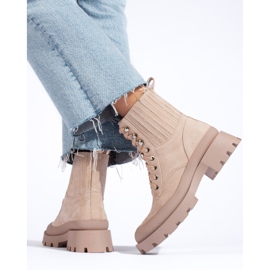 SHELOVET Bottines à lacets en daim beiges 4