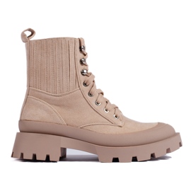 SHELOVET Bottines à lacets en daim beiges 1