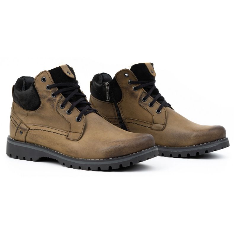 KOMODO Bottes d'hiver en cuir pour hommes 885 olive vert 2 KOMODO Bottes d'hiver en cuir pour hommes 885 olive vert 2