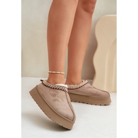 Bottes de neige à plateforme avec broderie, Tamilda beige foncé 1