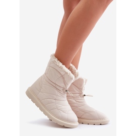 Bottes de neige pour femmes avec cordon de serrage isolées avec fourrure, peau de mouton beige clair Vamidra 1 Bottes de neige pour femmes avec cordon de serrage isolées avec fourrure, peau de mouton beige clair Vamidra 1