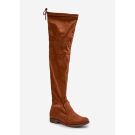 Cuissardes à talons plats en éco-daim Camel Linnithia brun 4