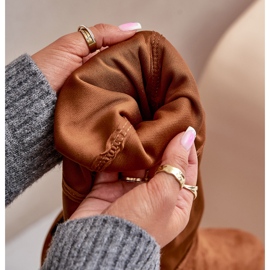 Cuissardes à talons plats en éco-daim Camel Linnithia brun 7