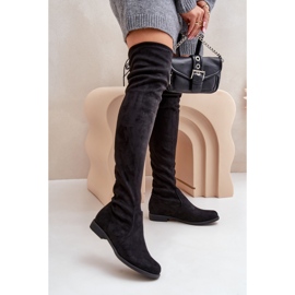 Cuissardes à talons plats en éco-daim, Black Linnithia noir 2