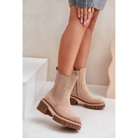 Bottines Chelsea isolées à fermeture éclair beiges Linneviae 2