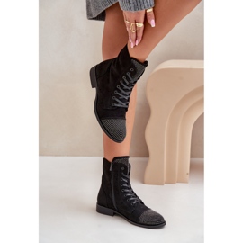 Bottes Plates Décorées, Eco Daim, Chaudes, Noir Ellieo le noir 3