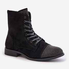 Bottes Plates Décorées, Eco Daim, Chaudes, Noir Ellieo le noir 4