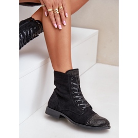 Bottes Plates Décorées, Eco Daim, Chaudes, Noir Ellieo le noir 6