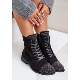 Bottes Plates Décorées, Eco Daim, Chaudes, Noir Ellieo le noir 7