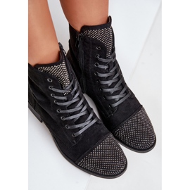 Bottes Plates Décorées, Eco Daim, Chaudes, Noir Ellieo le noir 8