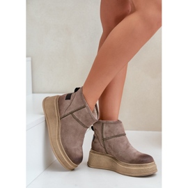 Bottes de Neige en Cuir Daim avec Plateforme et Compensée Maciejka 06769-02 Marron Foncé brun 5