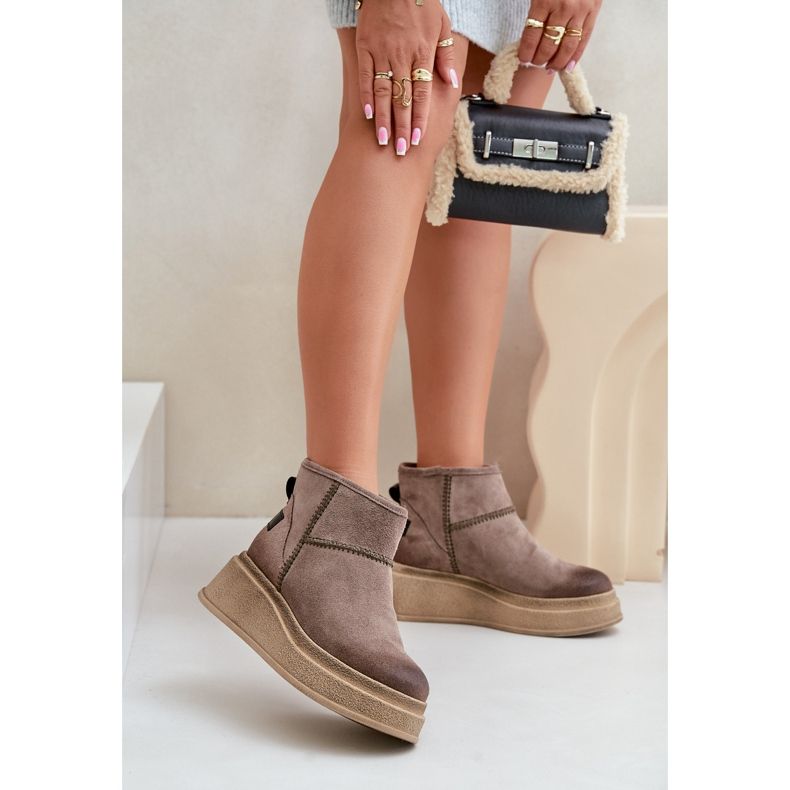 Bottes de Neige en Cuir Daim avec Plateforme et Compensée Maciejka 06769-02 Marron Foncé brun 2